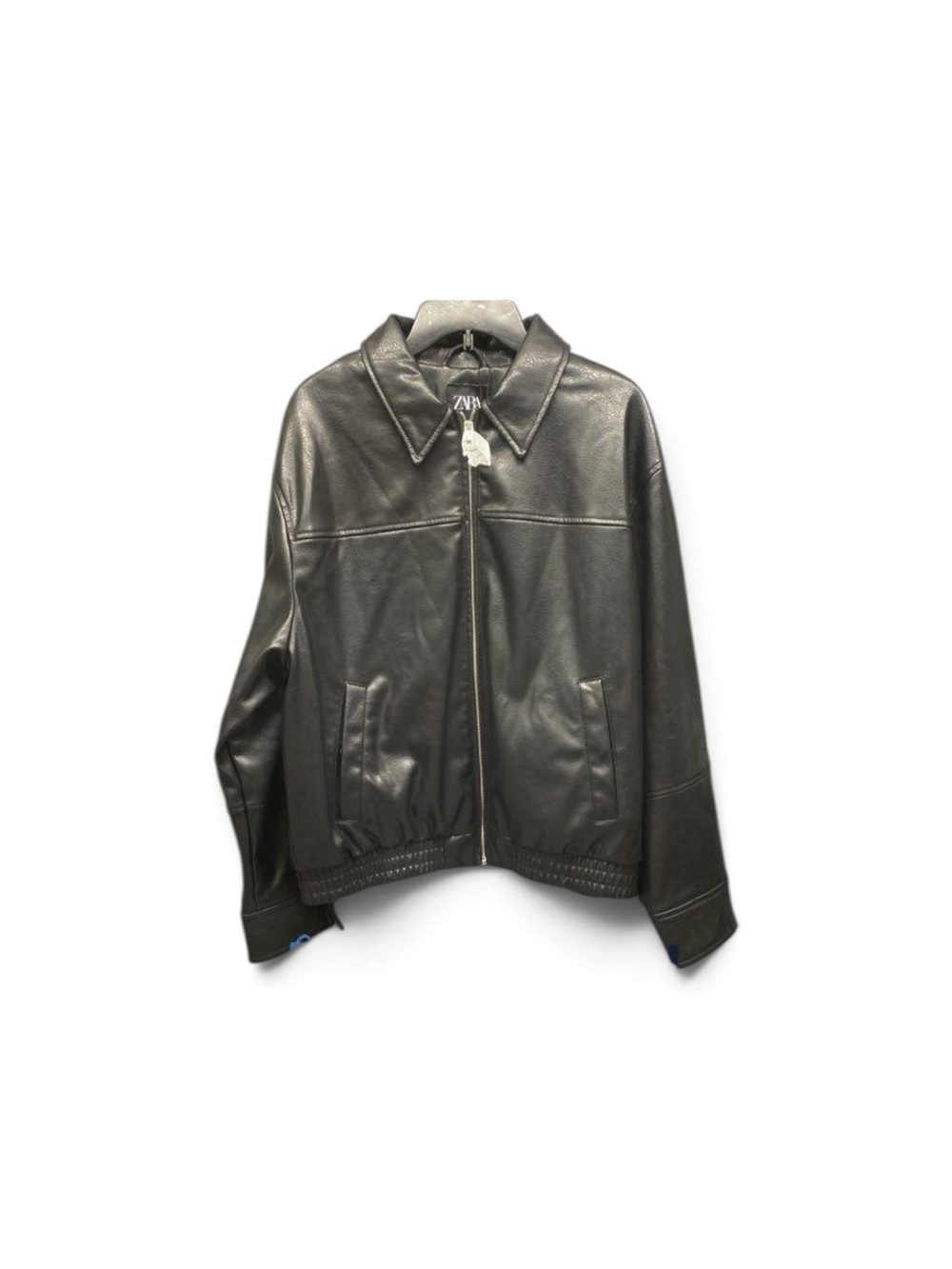 NWT Zara Viral Oversized Faux Leather Bomber Jacket Black Size M